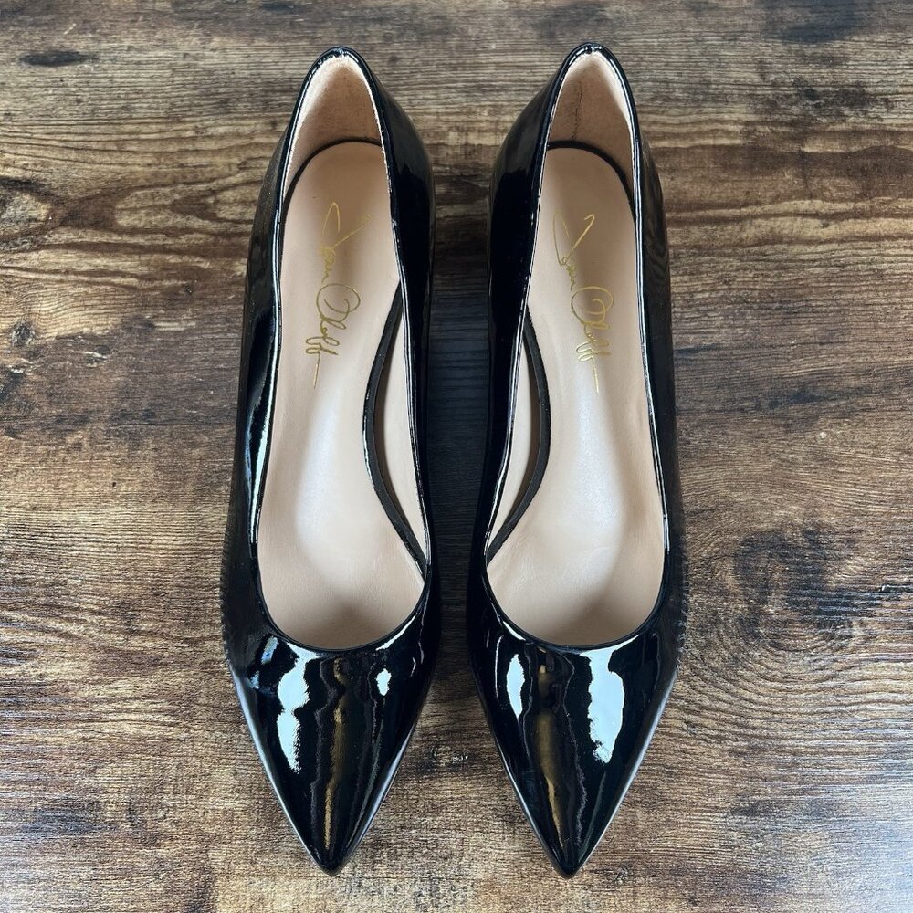 Joan Oloff Vero Cuoio Patent Leather Pumps 2.5" Heel Black Shiny - Picture 6 of 10